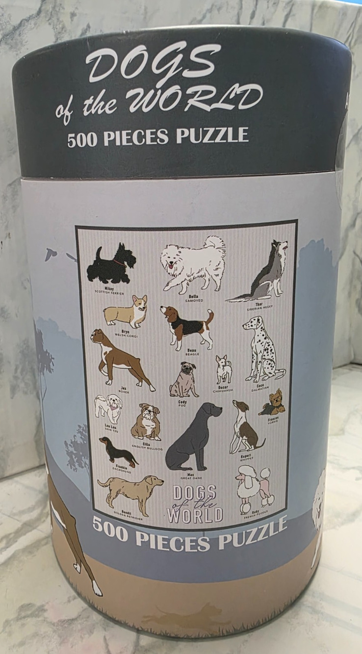 Dogs of the World, 500 Piece Jigsaw Puzzle with Poster, 19.7"x13.8", New In Box